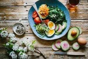 salad with a variety of vegetables and eggs 