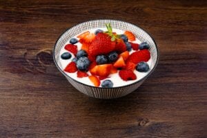 yogurt with strawberries and blueberries 