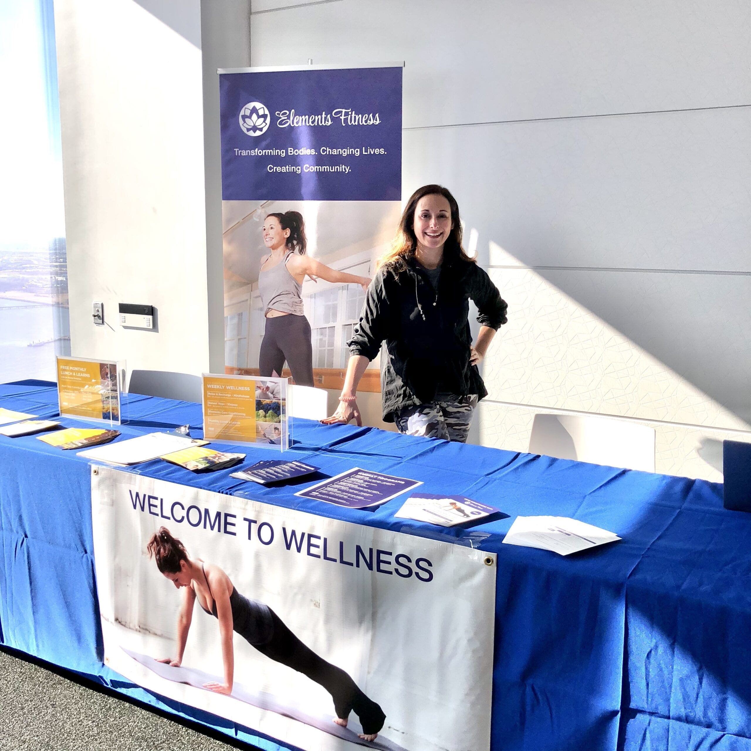 Andrea in a corporate wellness event in One World Trade